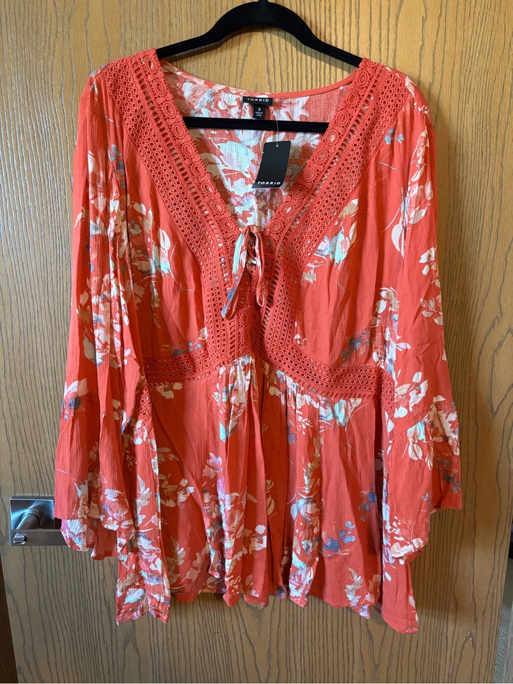 torrid Floral Crochet-Trim Peasant Blouse